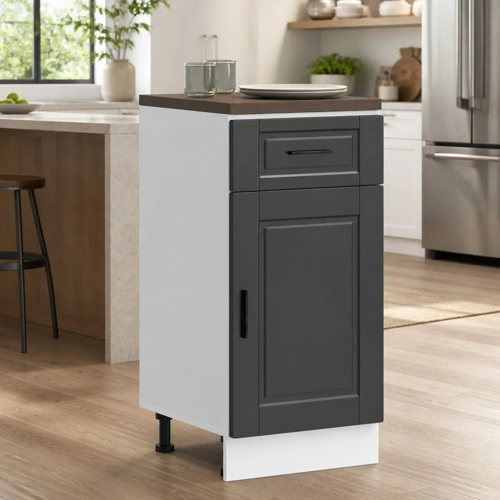 Kitchen Cabinet Black Engineered Wood Storage Organiser Unit