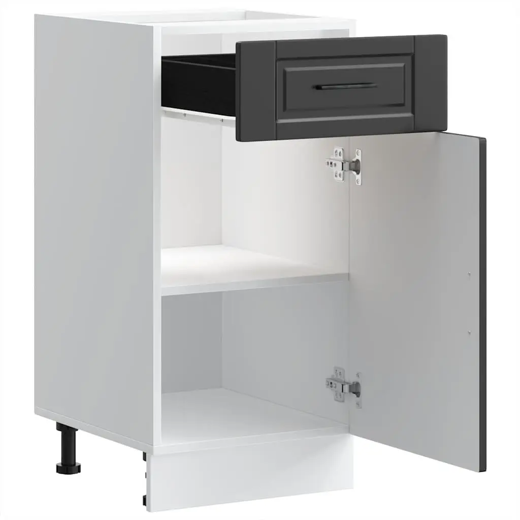 Kitchen Cabinet Black Engineered Wood Storage Organiser Unit