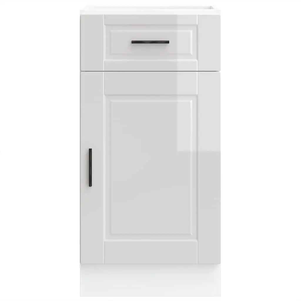 Kitchen Base Cabinet White High Gloss Engineered Wood Storage Cupboard Adjustable Feet