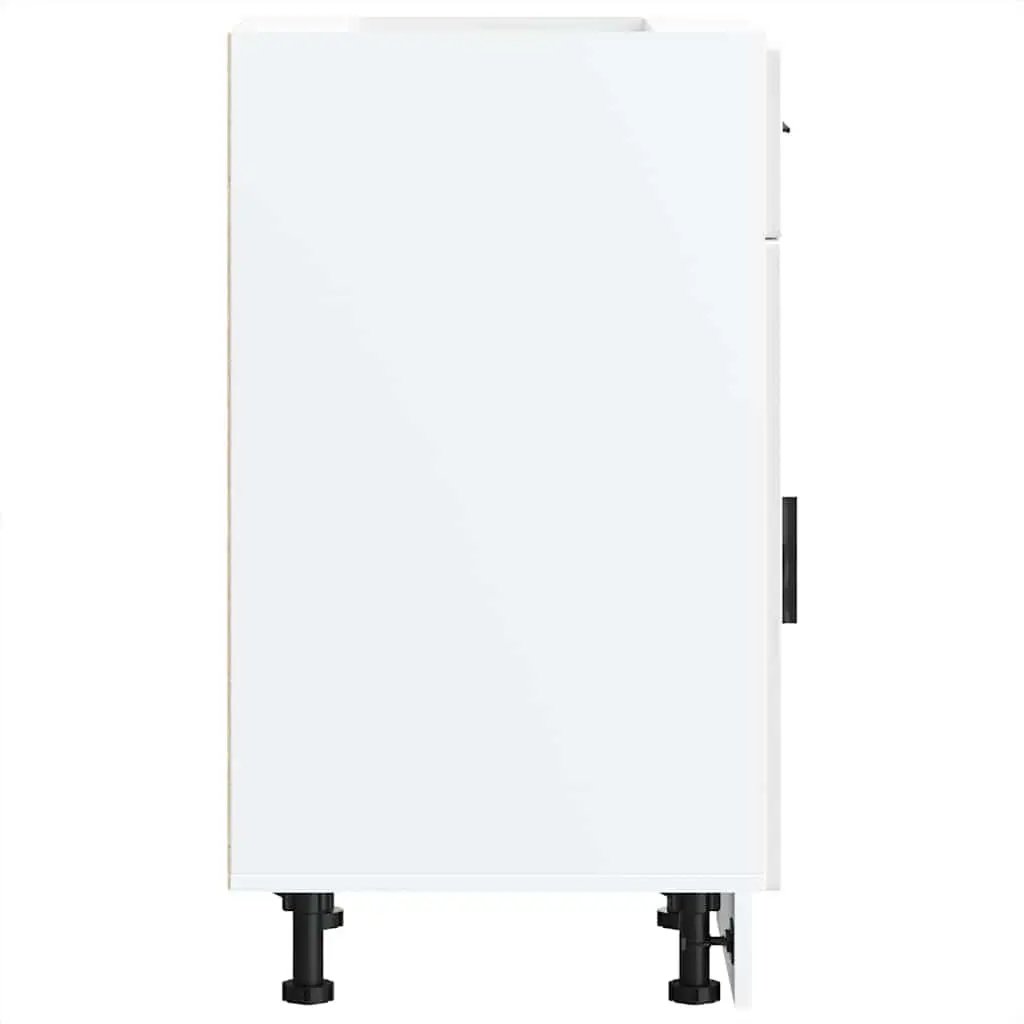 Kitchen Base Cabinet White High Gloss Engineered Wood Storage Cupboard Adjustable Feet