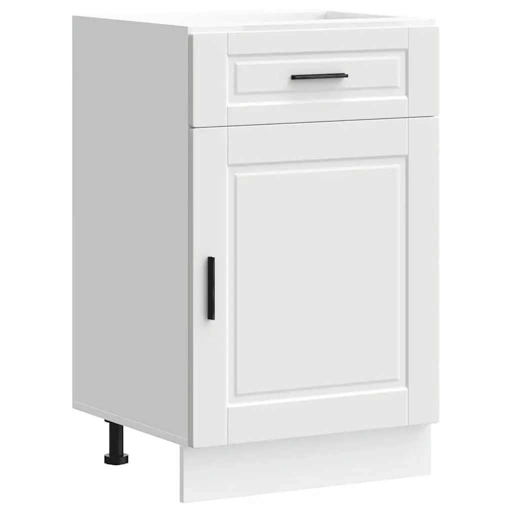 White Kitchen Storage Cupboard Base Cabinet Engineered Wood with Doors Adjustable Feet