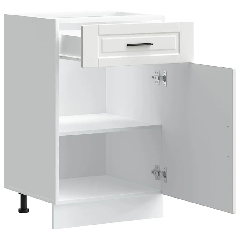 White Kitchen Storage Cupboard Base Cabinet Engineered Wood with Doors Adjustable Feet