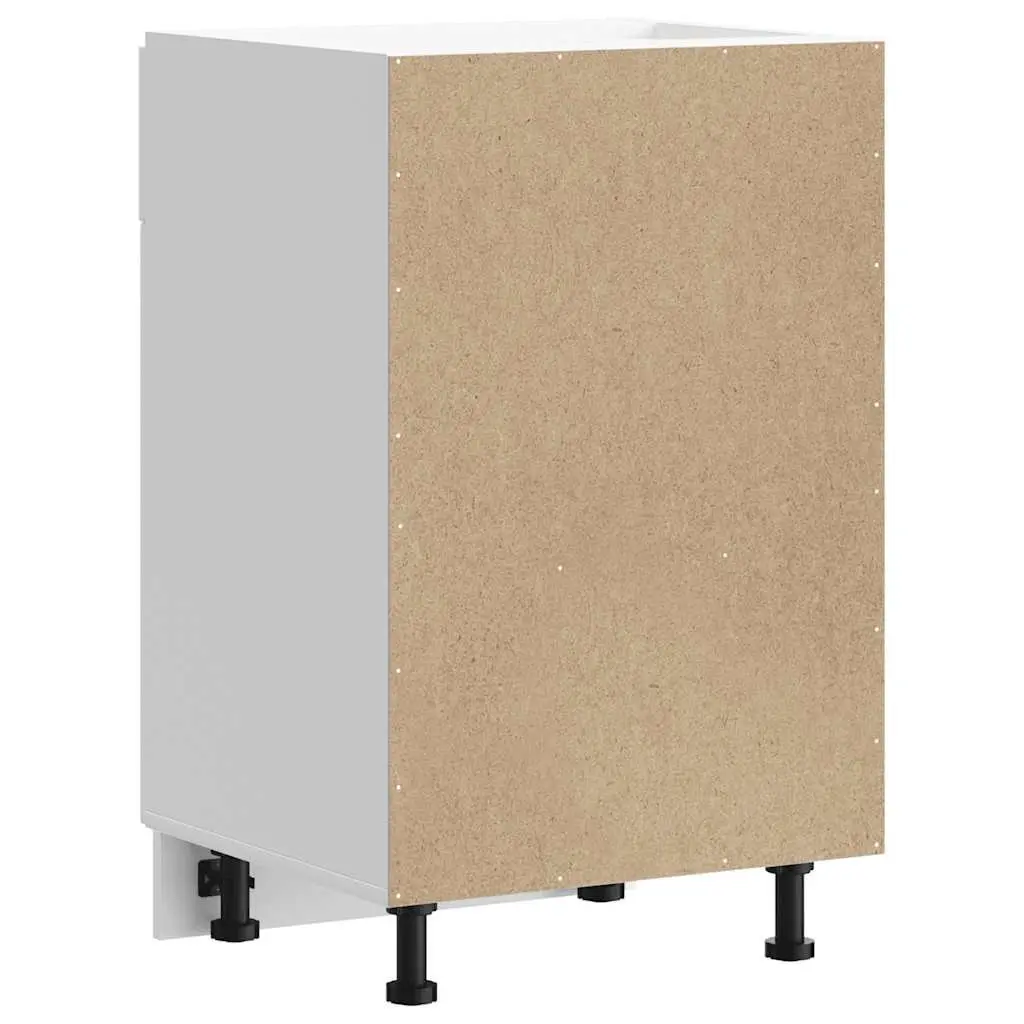 White Kitchen Storage Cupboard Base Cabinet Engineered Wood with Doors Adjustable Feet