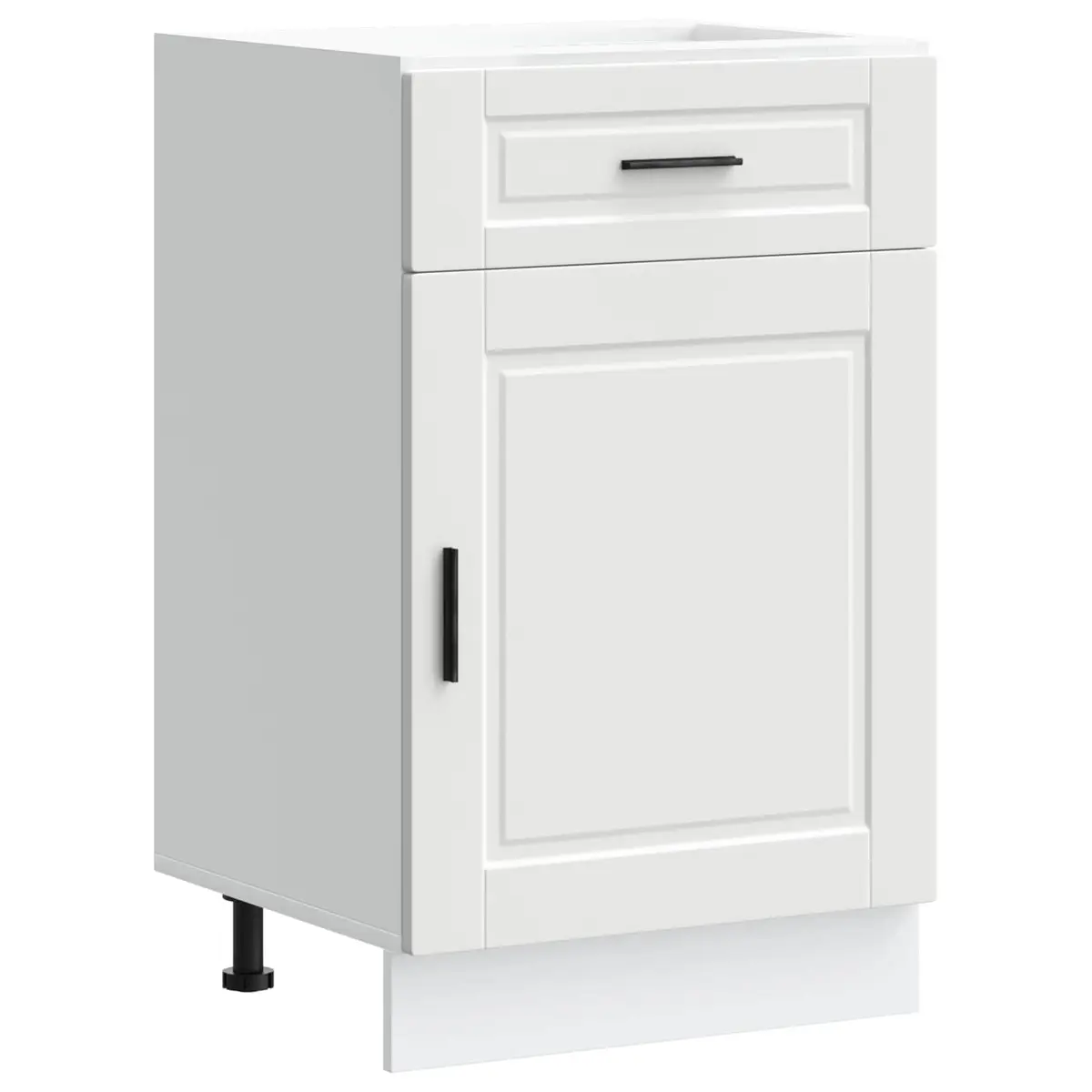 White Kitchen Storage Cupboard Base Cabinet Engineered Wood with Doors Adjustable Feet