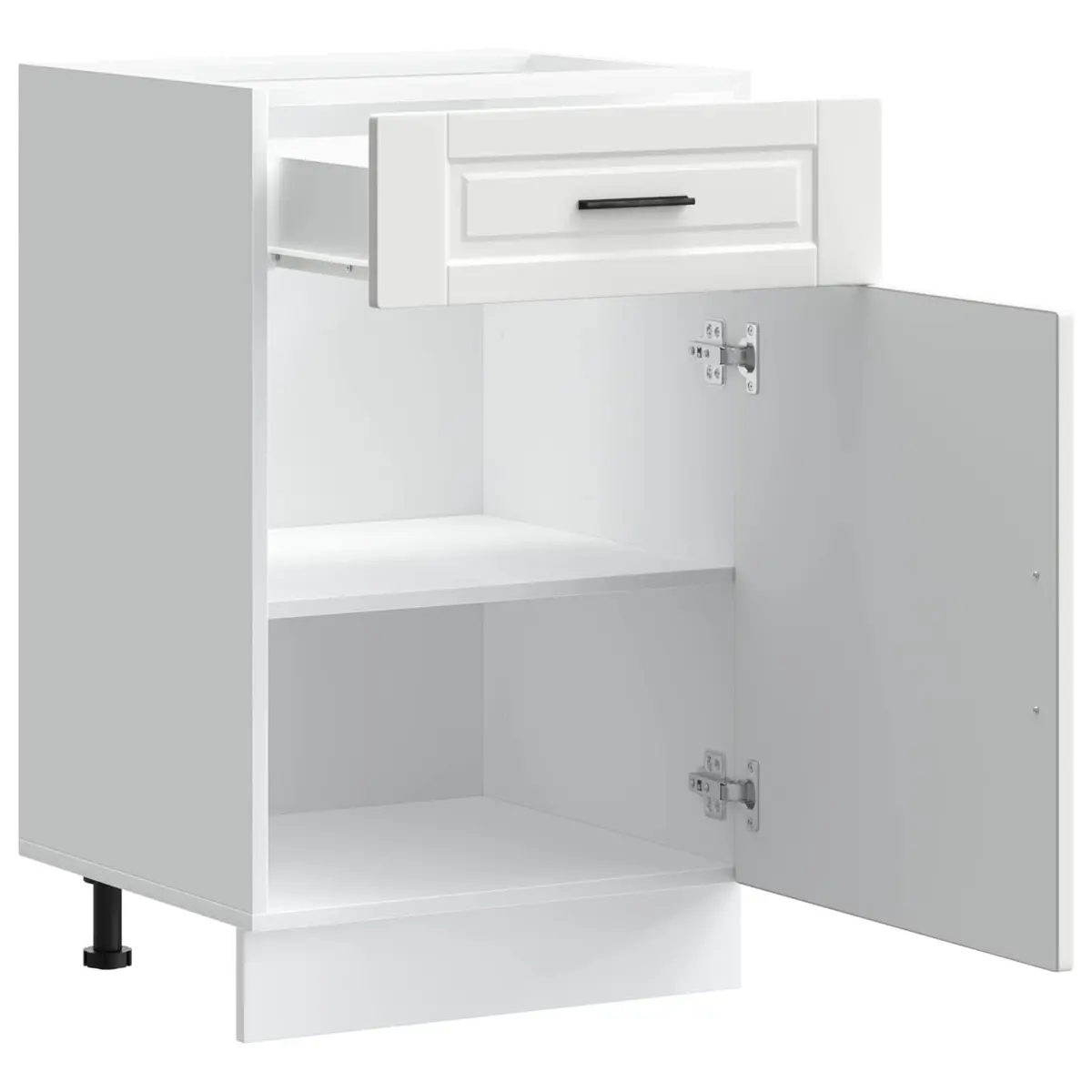 White Kitchen Storage Cupboard Base Cabinet Engineered Wood with Doors Adjustable Feet