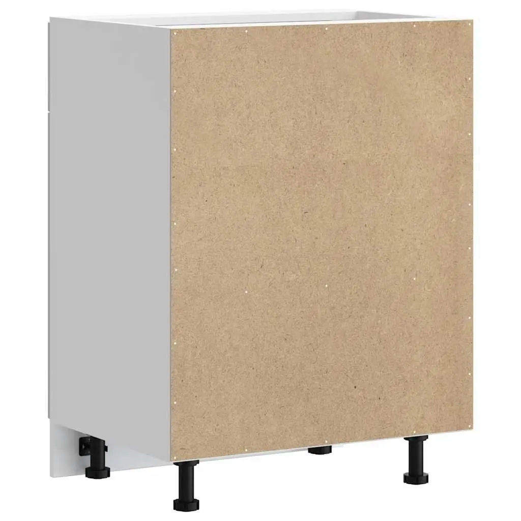 Kitchen Base Cabinet White Engineered Wood Adjustable Feet Storage Cupboard
