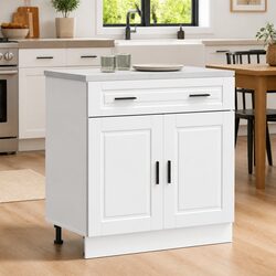 Concise Storage Solution: White Kitchen Base Cabinet