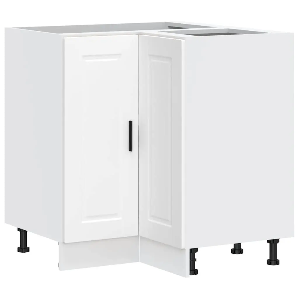 Kitchen Corner Base Cabinet White Engineered Wood Storage Organizer Adjustable Feet