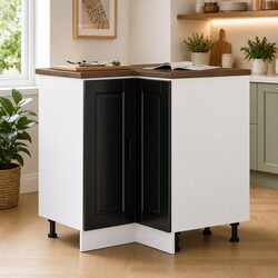 Black Engineered Wood Corner Cabinet