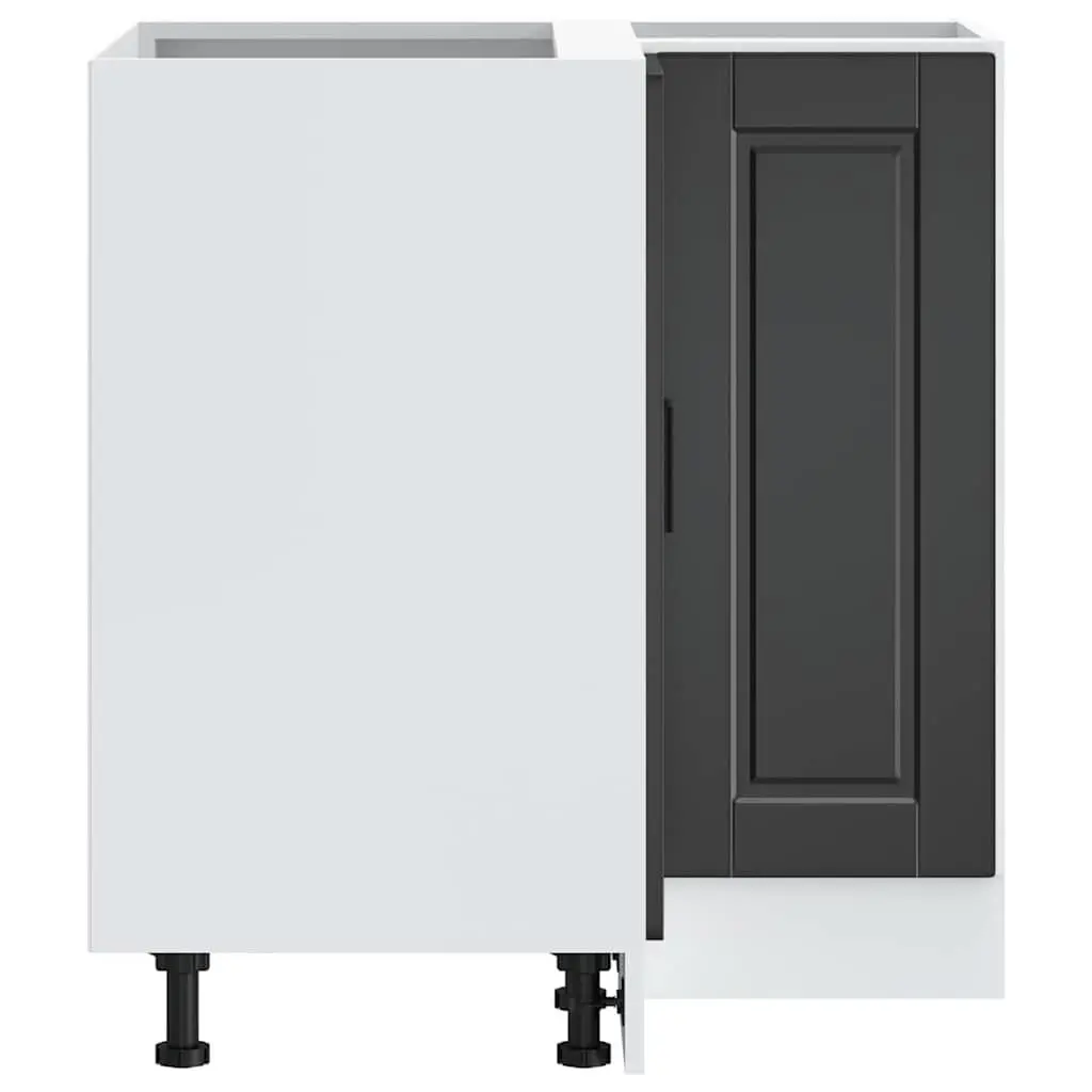 Kitchen Corner Base Cabinet Black Engineered Wood Adjustable Storage Unit