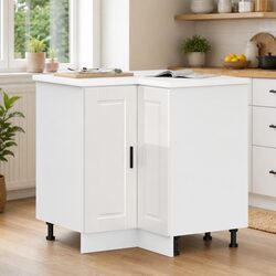 White High Gloss Corner Cabinet for Kitchen Use