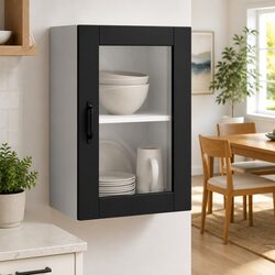 Stylish Black Wall Cabinet for Kitchen Storage