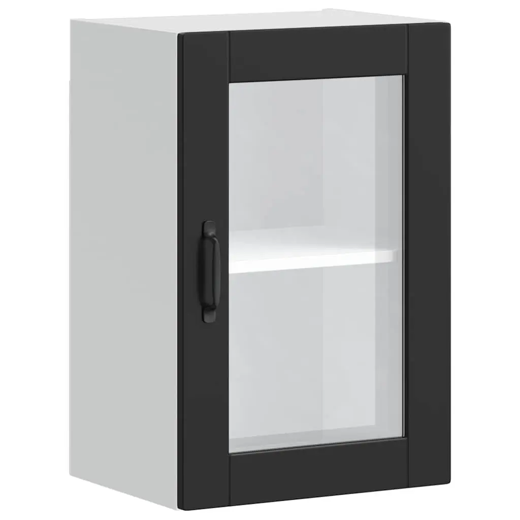 Kitchen Cabinet Black Wall-Mounted Glass Door Organiser