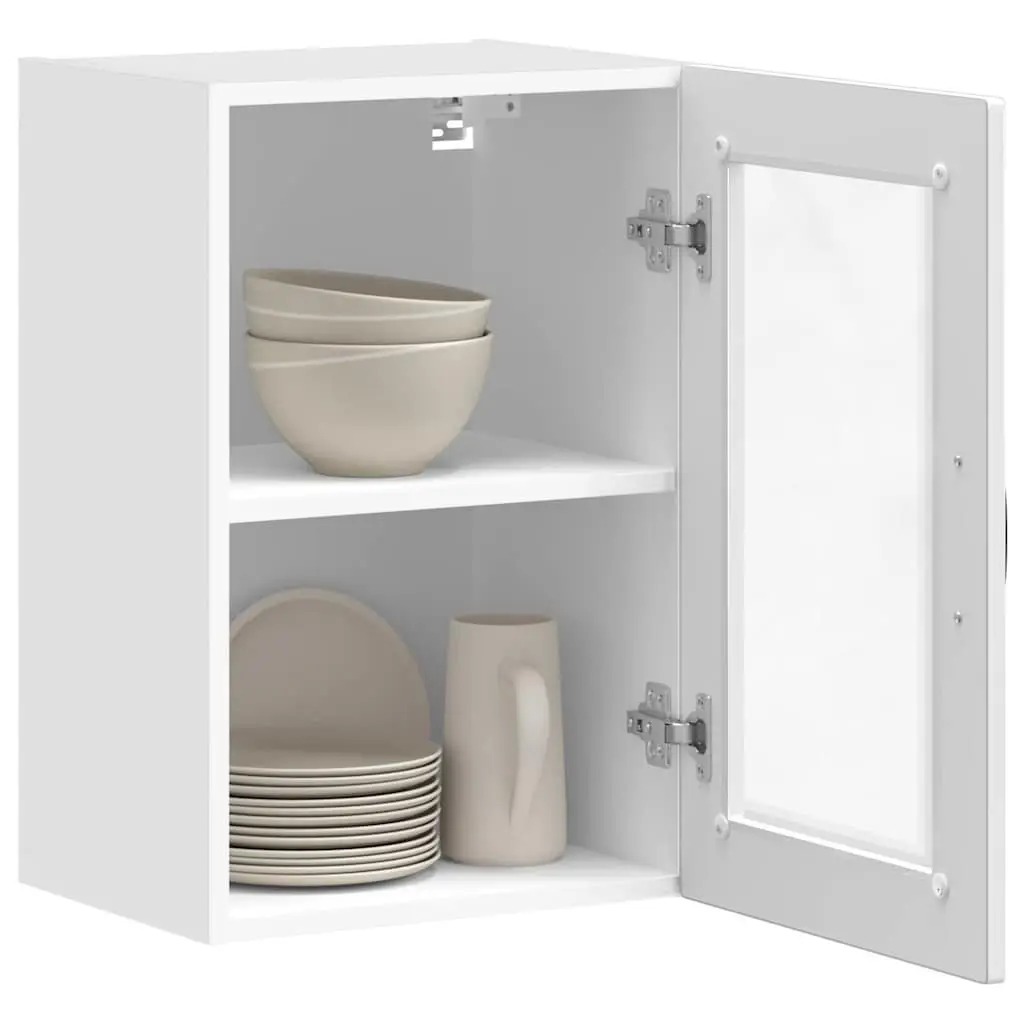 Kitchen Cabinet White High Gloss Wall Mounted Glass Door Storage
