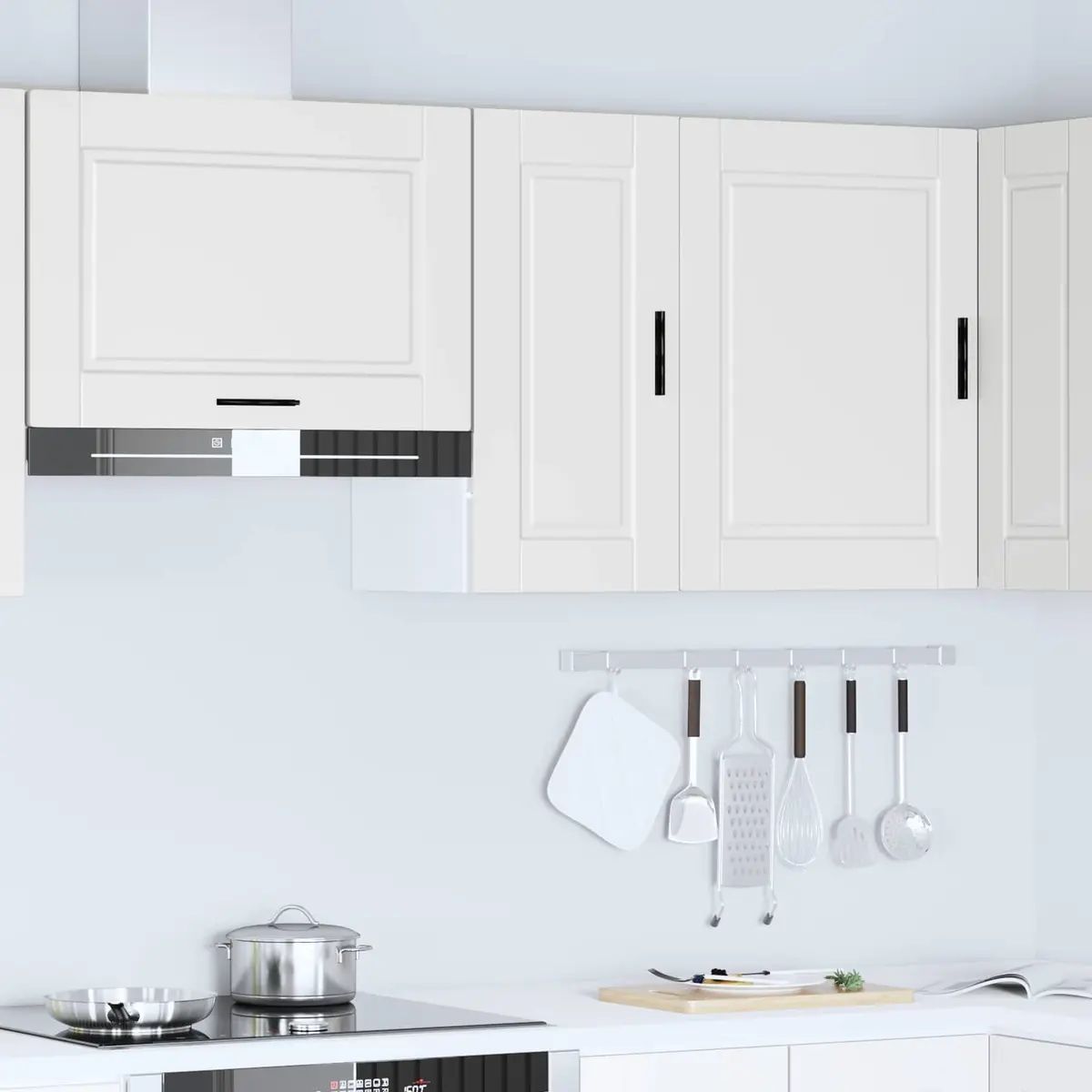 Kitchen Wall Cabinet White Engineered Wood Storage Cupboard Mounted Organizer
