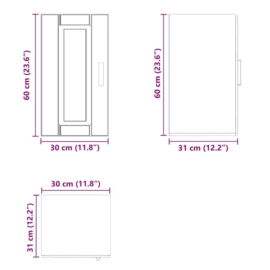 Kitchen Cabinet Black Wall-mounted Engineered Wood Storage Unit