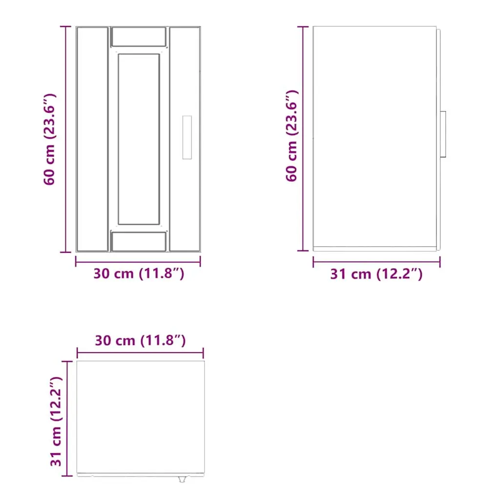 Kitchen Cabinet White High Gloss Wall-mounted Engineered Wood Storage Cupboard Door