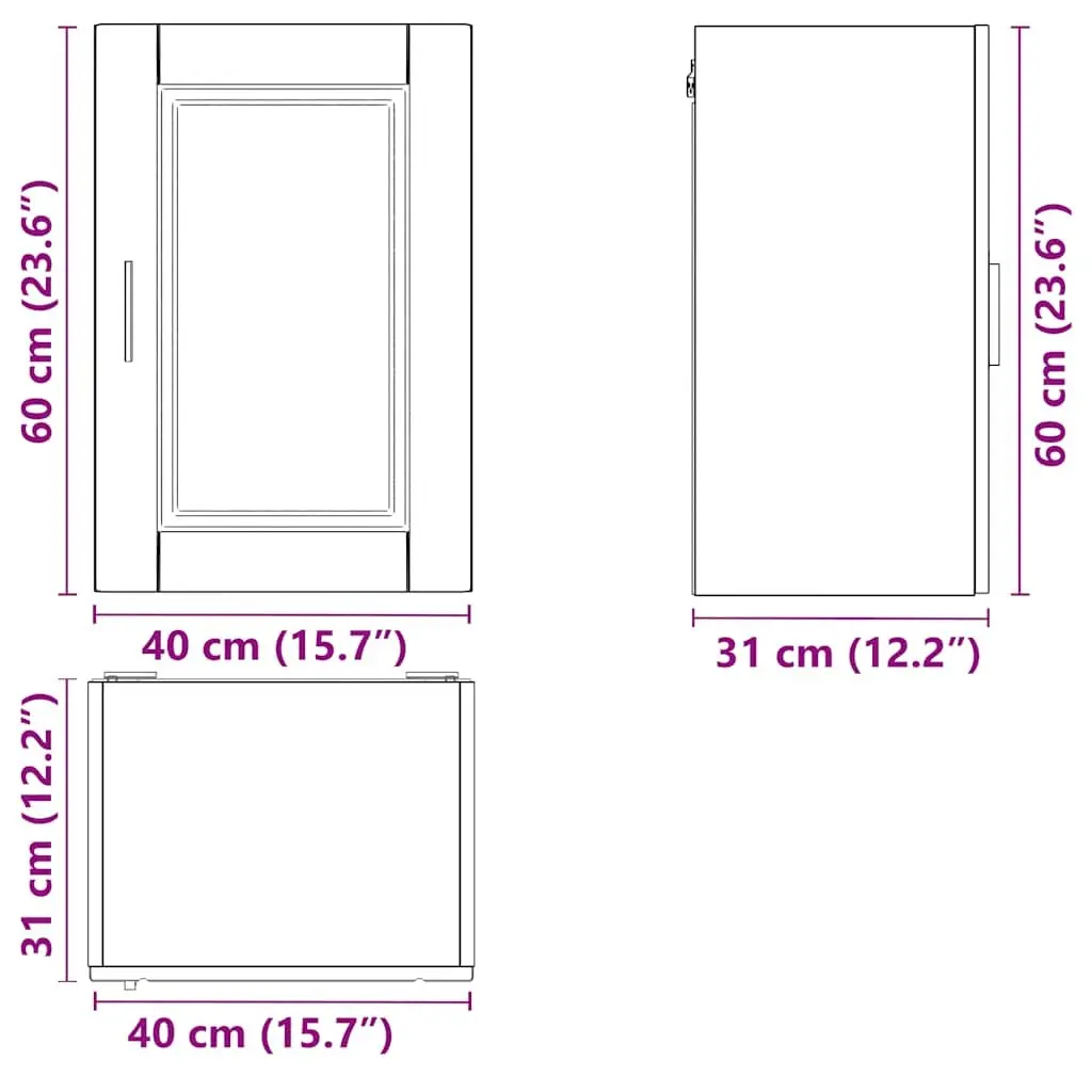 White Wall-Mounted Kitchen Cabinet Storage Cupboard Engineered Wood Organiser