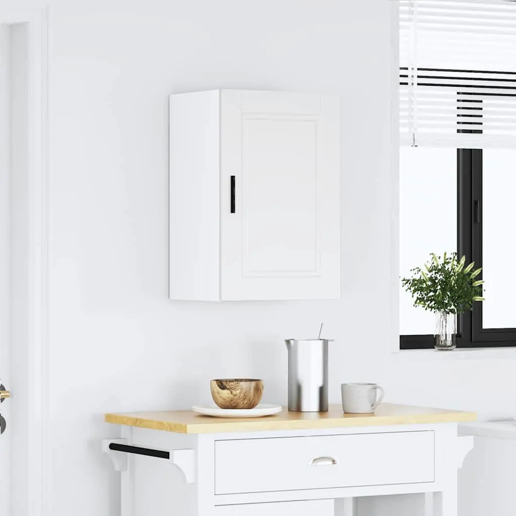 White Wall-Mounted Kitchen Cabinet Storage Cupboard Engineered Wood Organiser