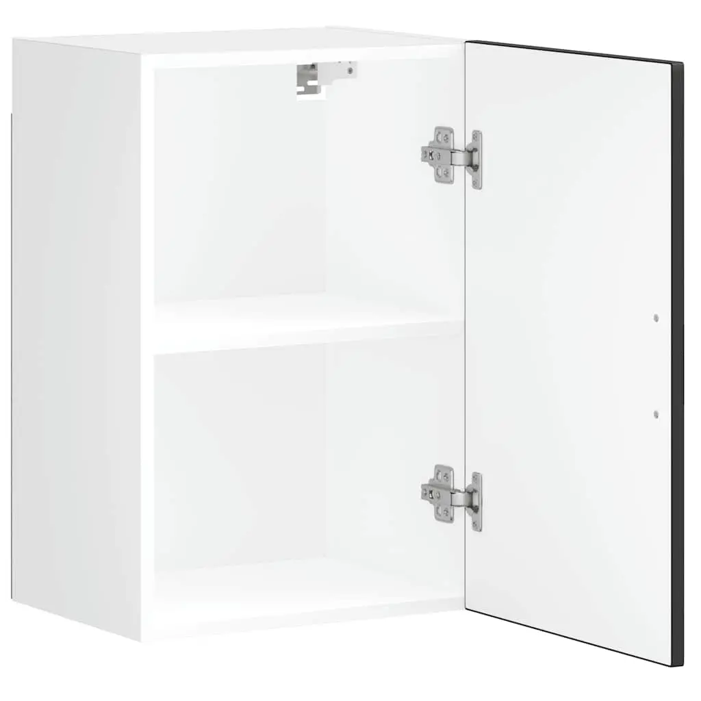Wall Mounted Storage Cabinet Black Engineered Wood Kitchen Organiser with Door