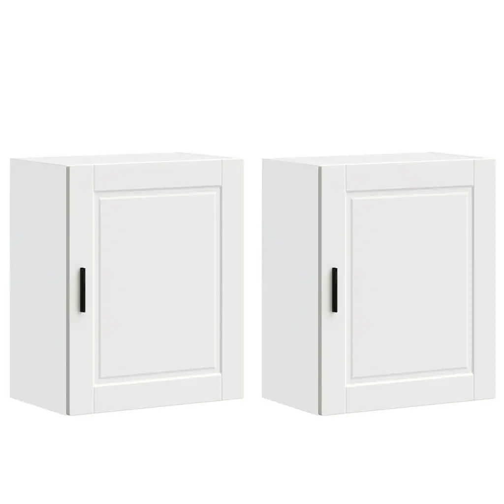 Kitchen Cabinets White 2 Piece Wall Mounted Engineered Wood Storage Cupboards