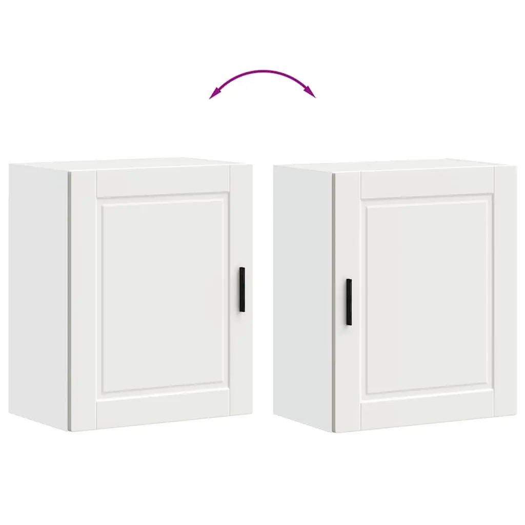 Kitchen Cabinets White 2 Piece Wall Mounted Engineered Wood Storage Cupboards