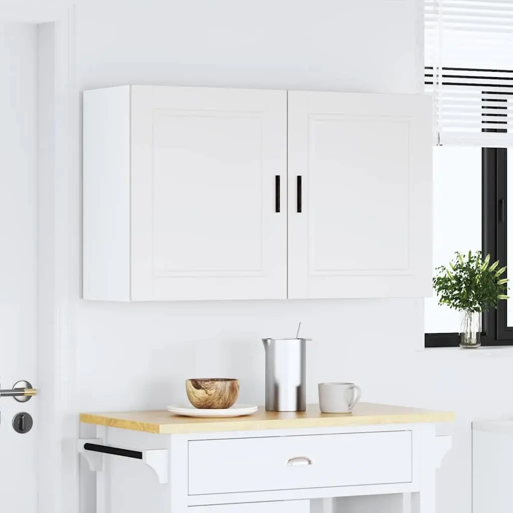 Kitchen Cabinets White 2 Piece Wall Mounted Engineered Wood Storage Cupboards