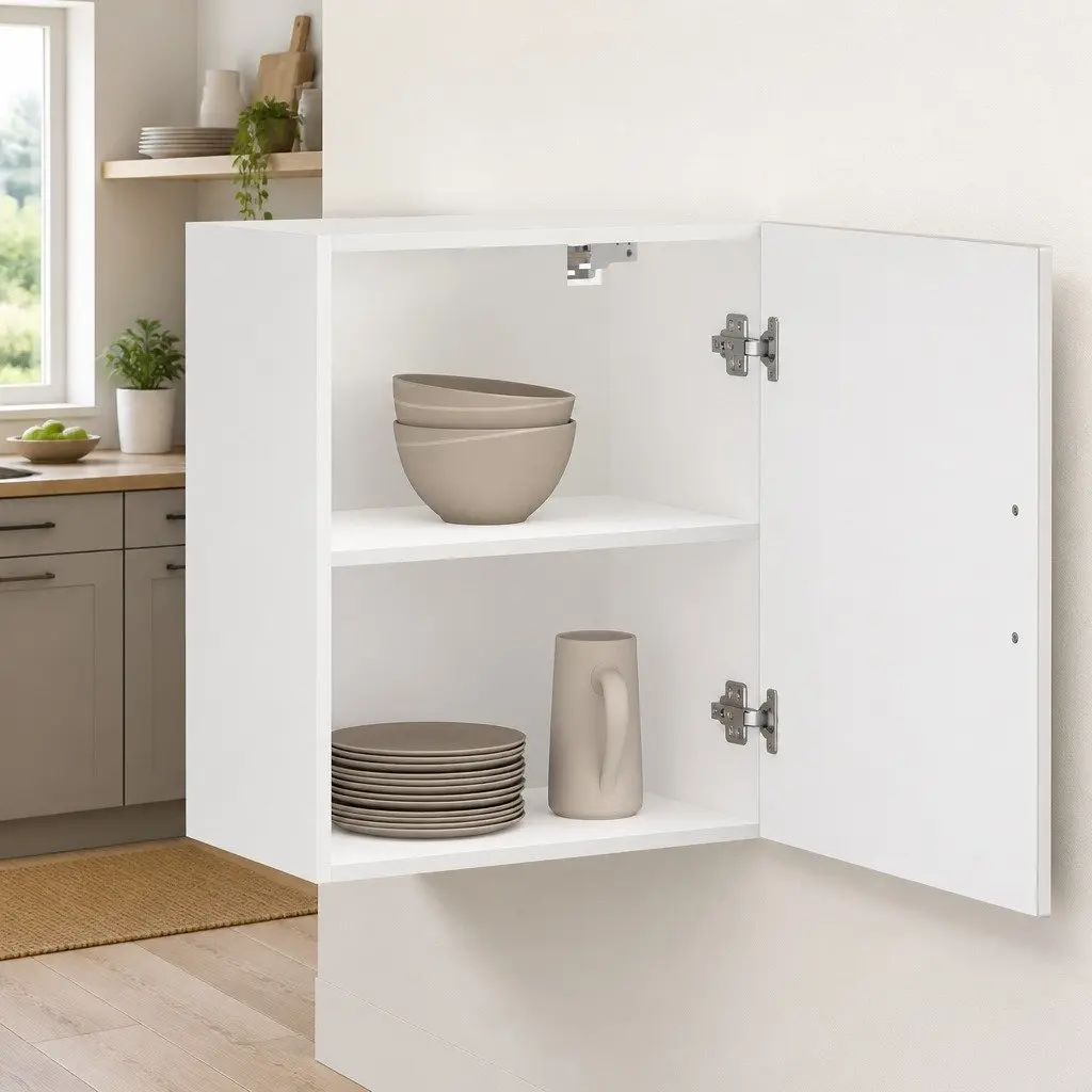 Kitchen Cabinet Grey Engineered Wood High Gloss Wall Mounted
