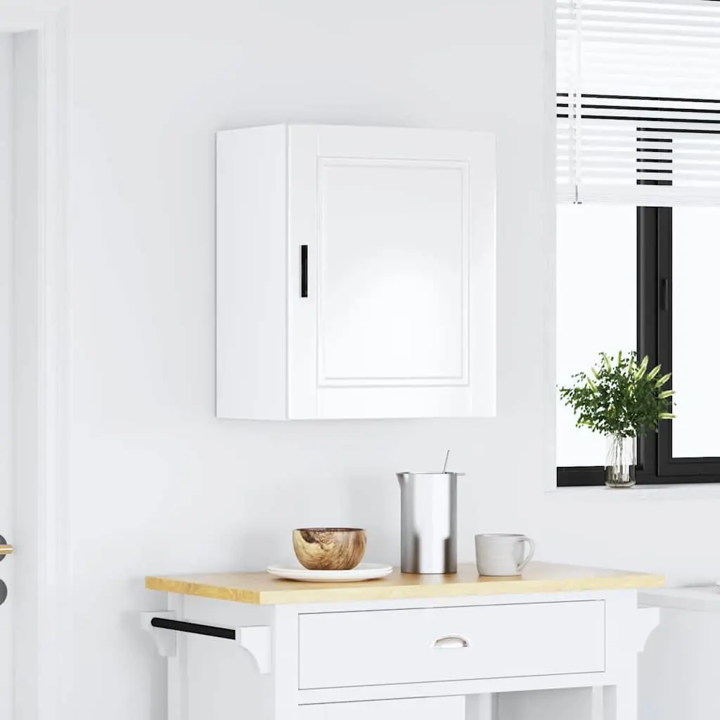 Kitchen Cabinet Grey Engineered Wood High Gloss Wall Mounted