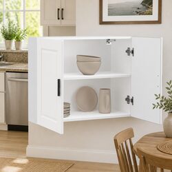 Kitchen Wall Cabinet White Engineered Wood Storage Cupboard Organiser Shelving
