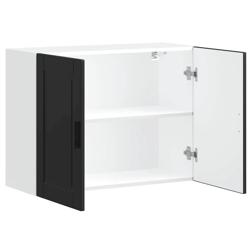 Engineered Wood Kitchen Wall Storage Cabinet Black Concealed Door Organiser