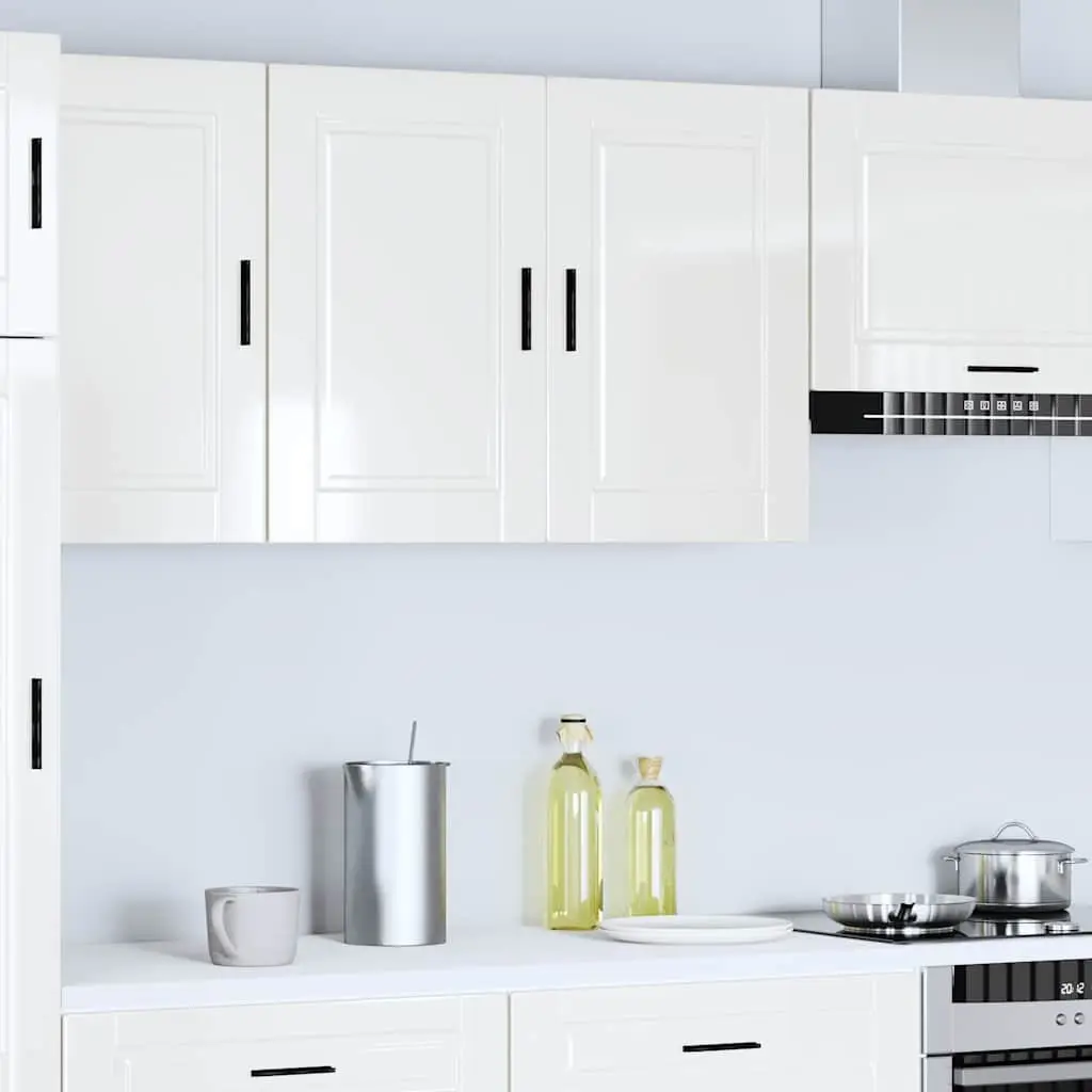 Kitchen Cabinet White High Gloss Engineered Wood Wall-Mounted Storage Cupboard Organiser
