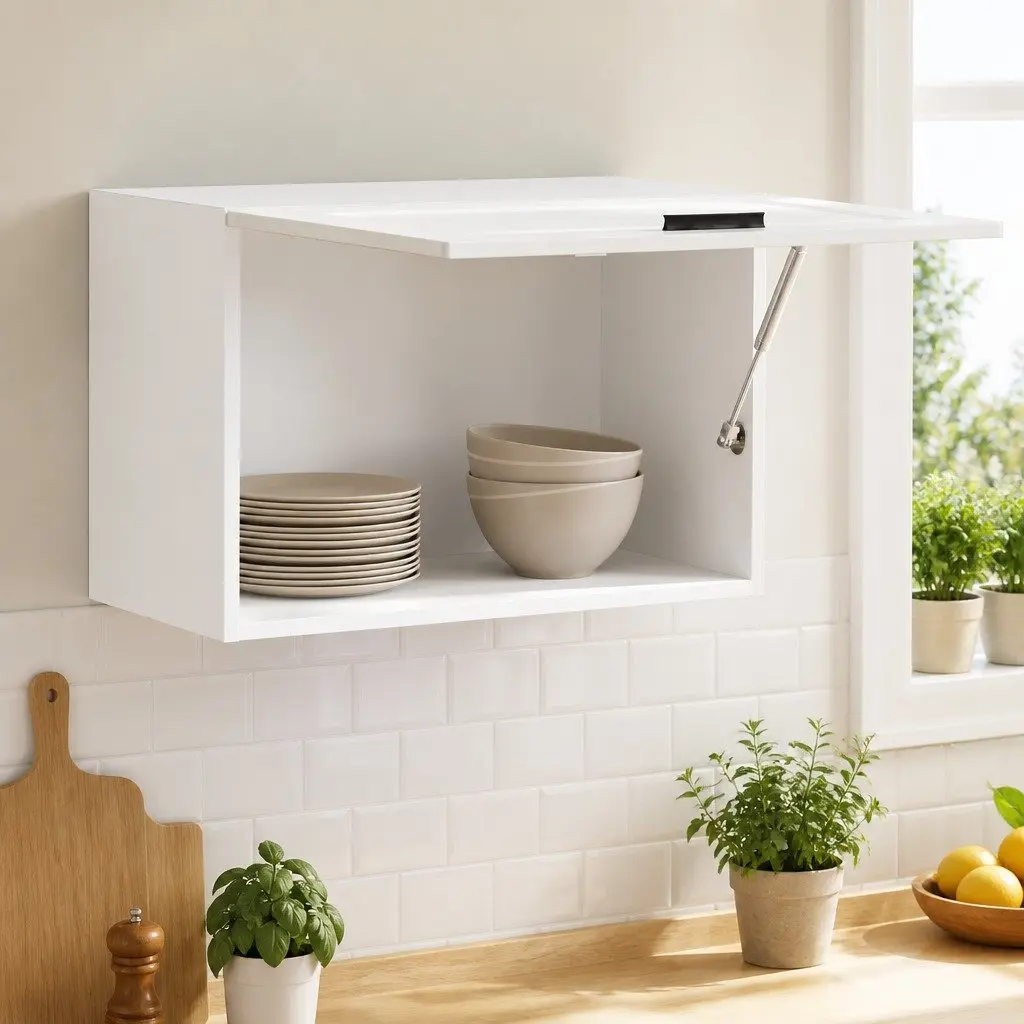 Wall-Mounted Kitchen Cabinet Engineered Wood White High Gloss Storage Unit