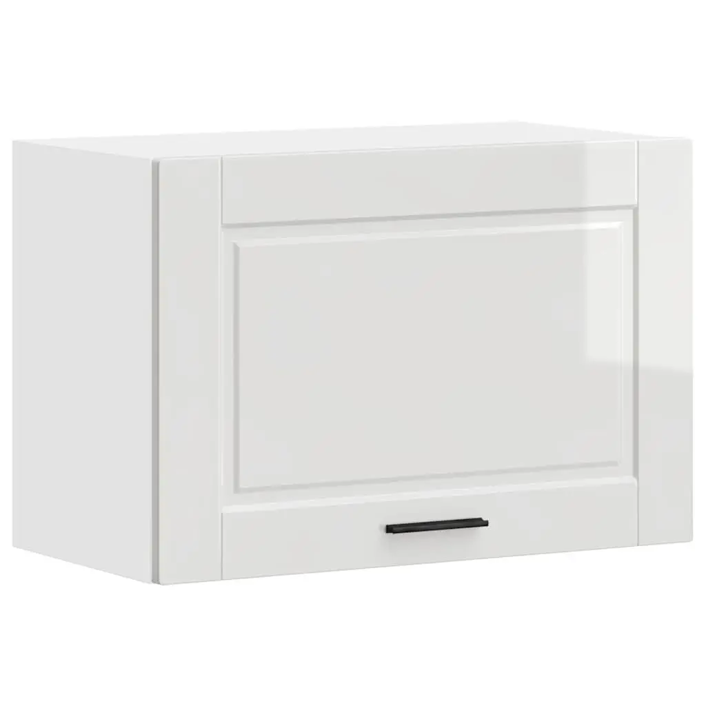 Wall-Mounted Kitchen Cabinet Engineered Wood White High Gloss Storage Unit