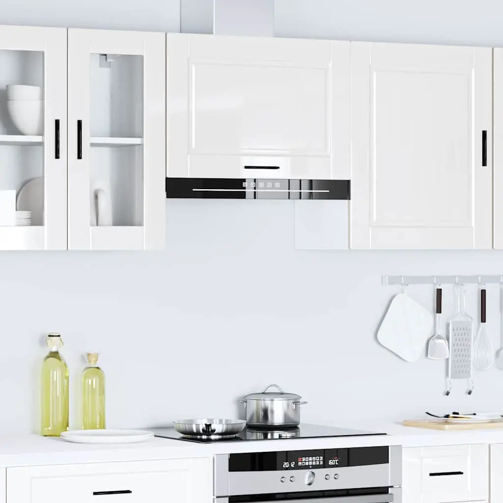 Wall-Mounted Kitchen Cabinet Engineered Wood White High Gloss Storage Unit