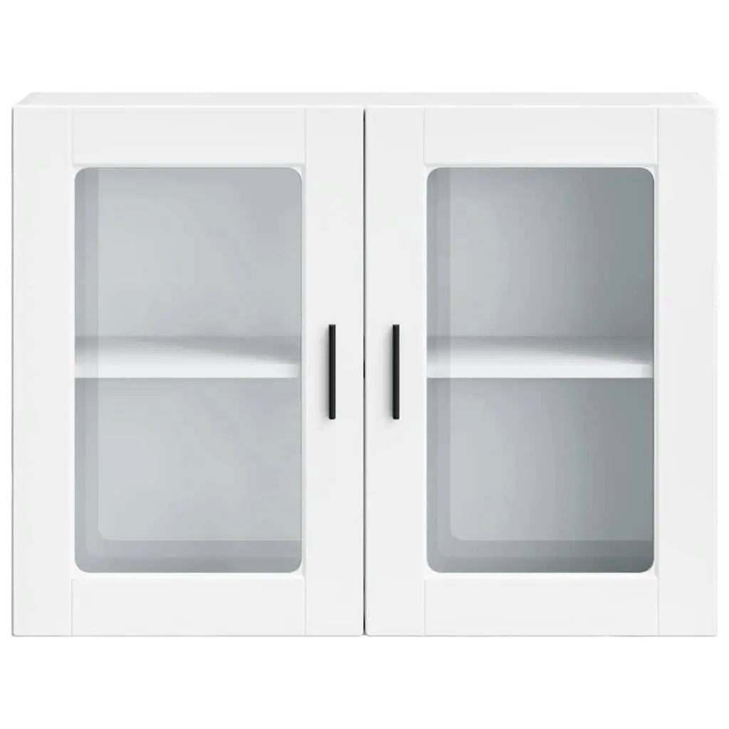 Kitchen Wall Cabinet White Engineered Wood Glass Door Wall Mounted Storage Unit