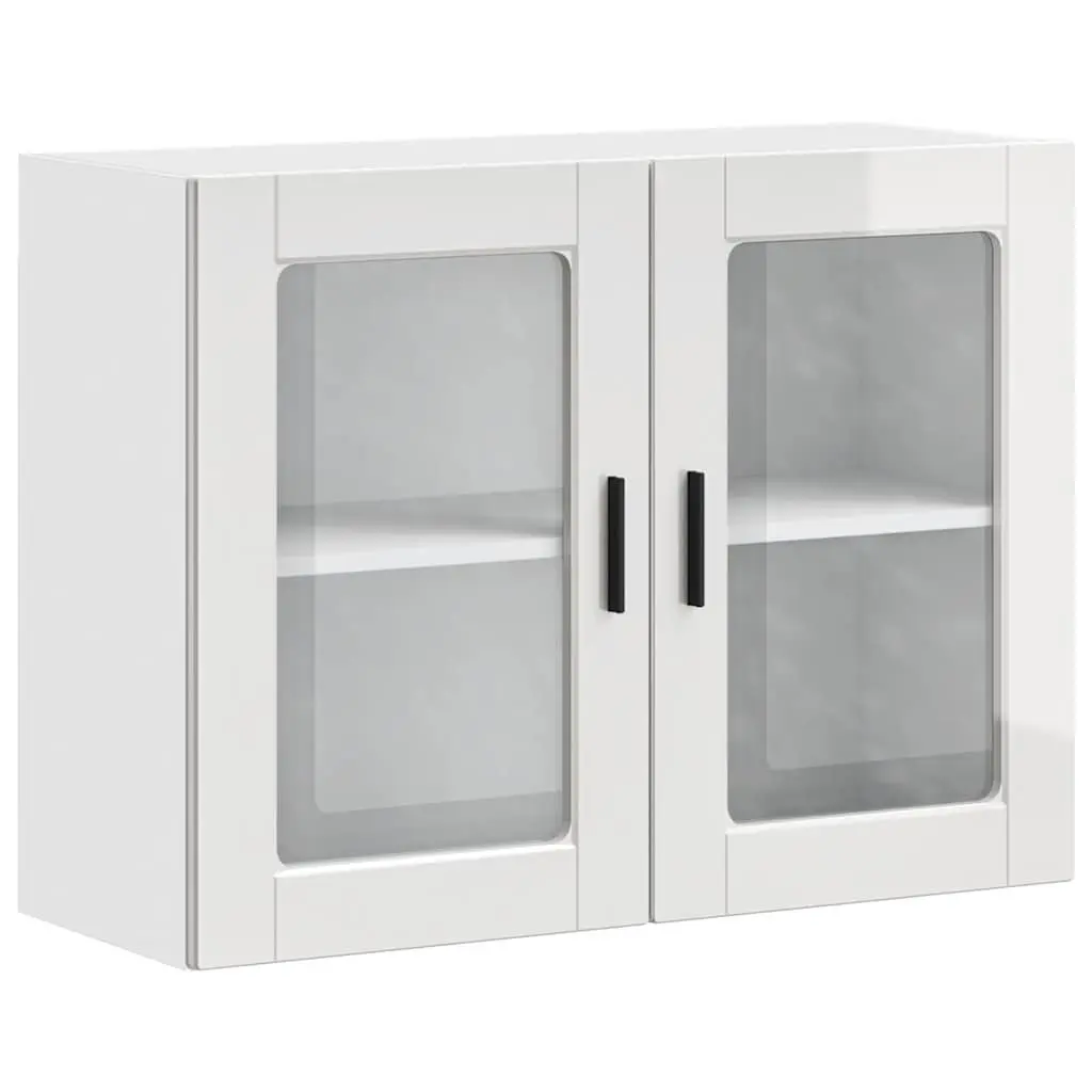 Kitchen Cabinet White High Gloss Wall-Mounted Glass Door Storage Cupboard