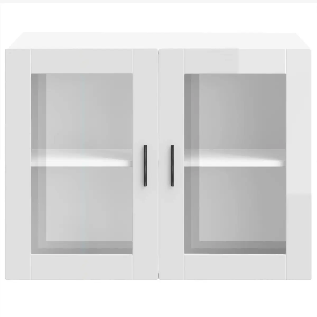 Kitchen Cabinet White High Gloss Wall-Mounted Glass Door Storage Cupboard