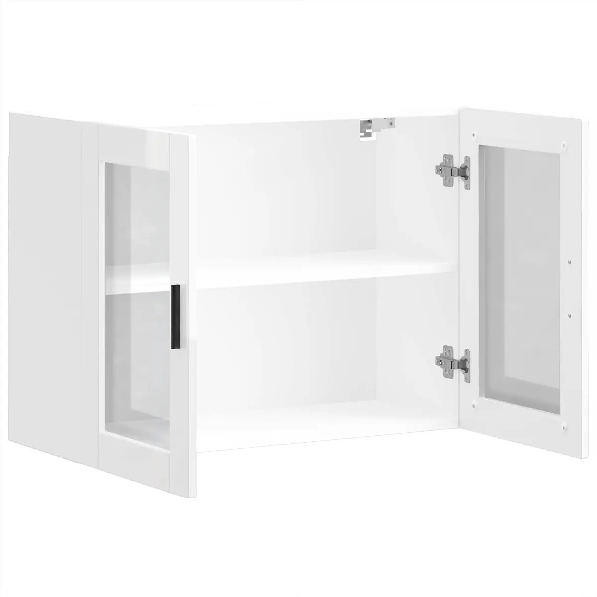 Kitchen Cabinet White High Gloss Wall-Mounted Glass Door Storage Cupboard