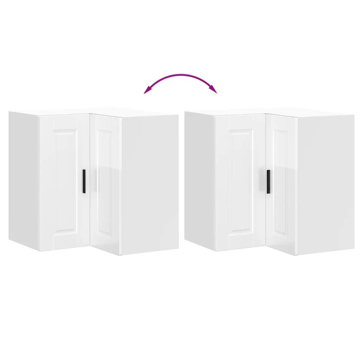 Kitchen Wall Corner Cabinet White Engineered Wood High Gloss Storage Cupboard