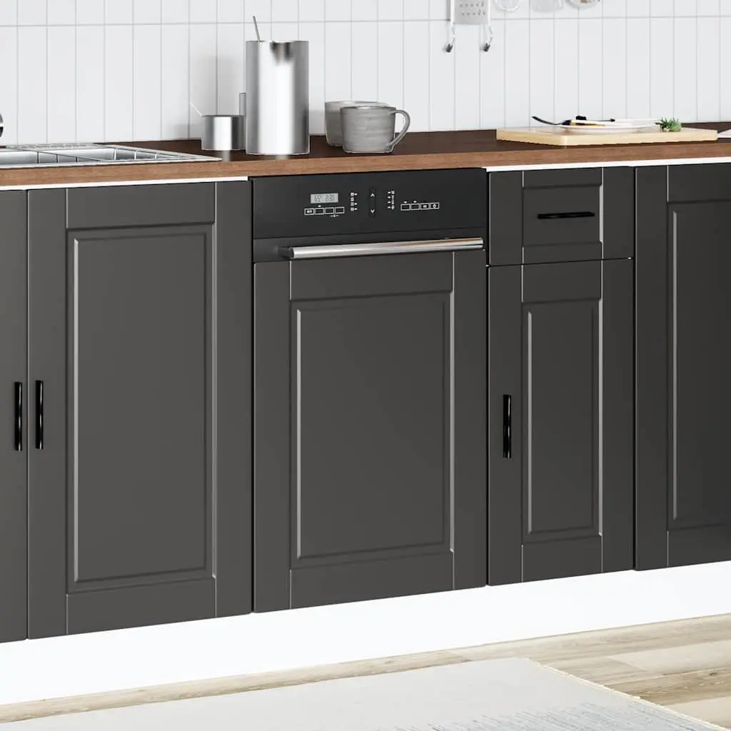 Dishwasher Panel Black Engineered Wood 45x57cm Smooth Surface Durable