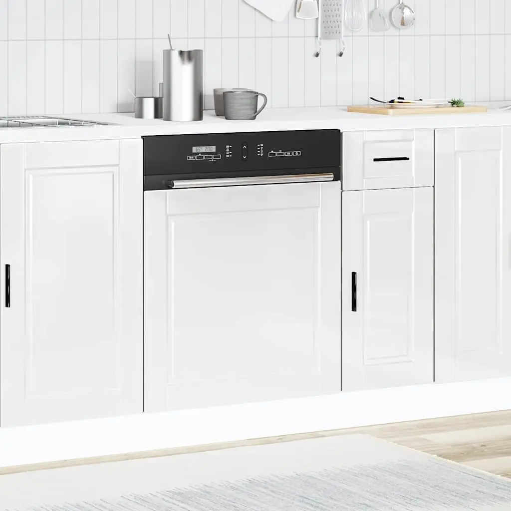 Dishwasher Panel White High Gloss Kitchen Cabinet Front Cover Engineered Wood