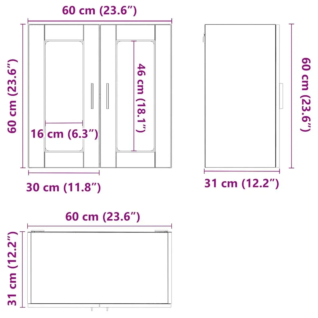 Black Kitchen Cabinet Wall-Mounted Storage Organiser with Glass Door