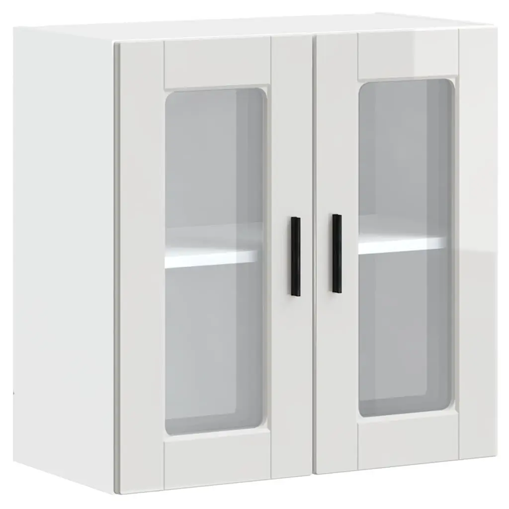 Kitchen Cabinet White High Gloss Glass Door Wall Mounted Storage Unit