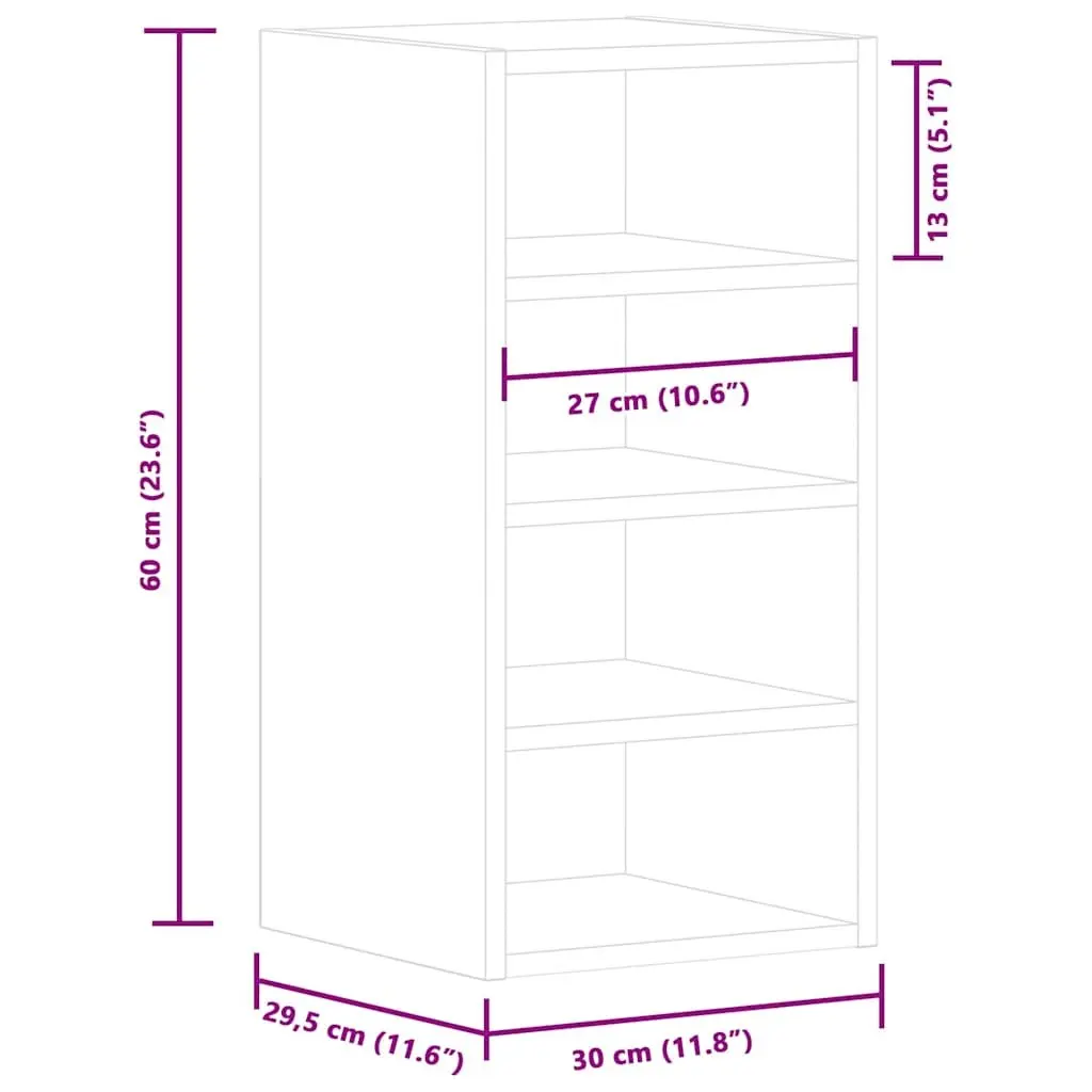 Hanging Cabinet White Engineered Wood Wall-Mounted 30x29.5x60cm Storage