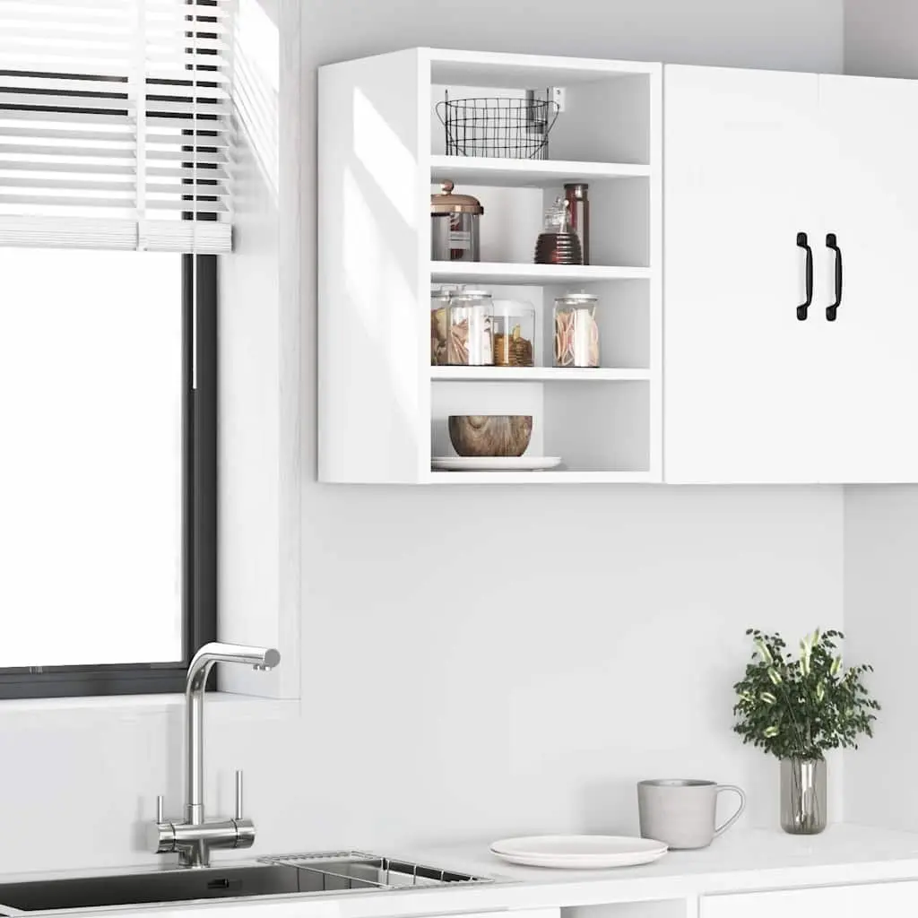 Hanging Cabinet White Wall-Mounted Engineered Wood 40x29.5x60cm Moisture-Resistant