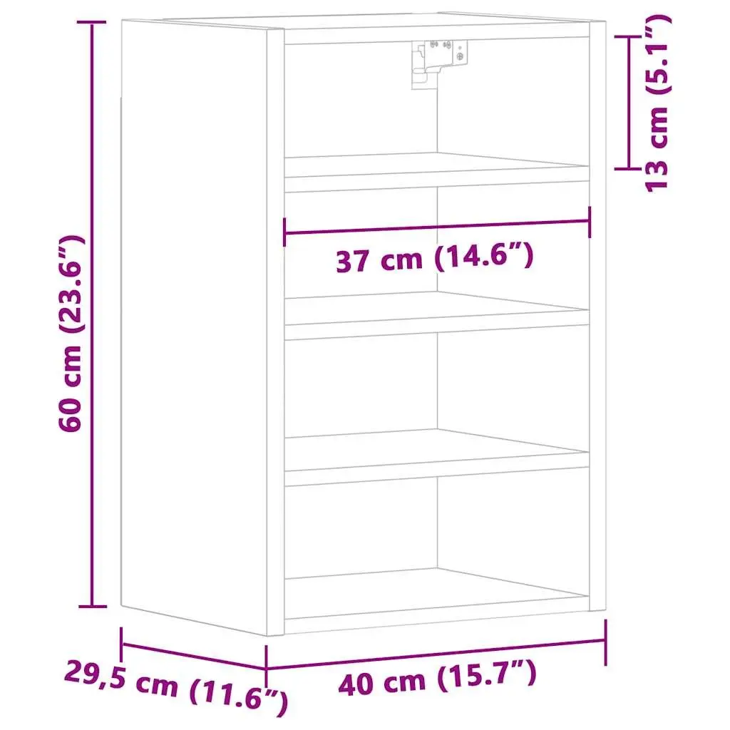 Hanging Cabinet White Wall-Mounted Engineered Wood 40x29.5x60cm Moisture-Resistant