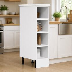 White Kitchen Cabinet with Adjustable Feet