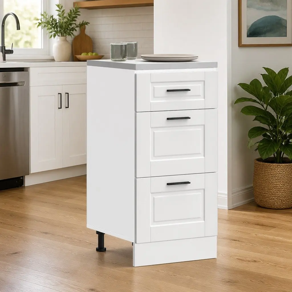 White Kitchen Base Cabinet with Storage Space