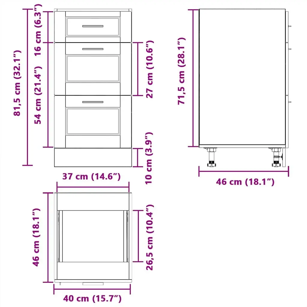 White Kitchen Base Cabinet with Storage Space